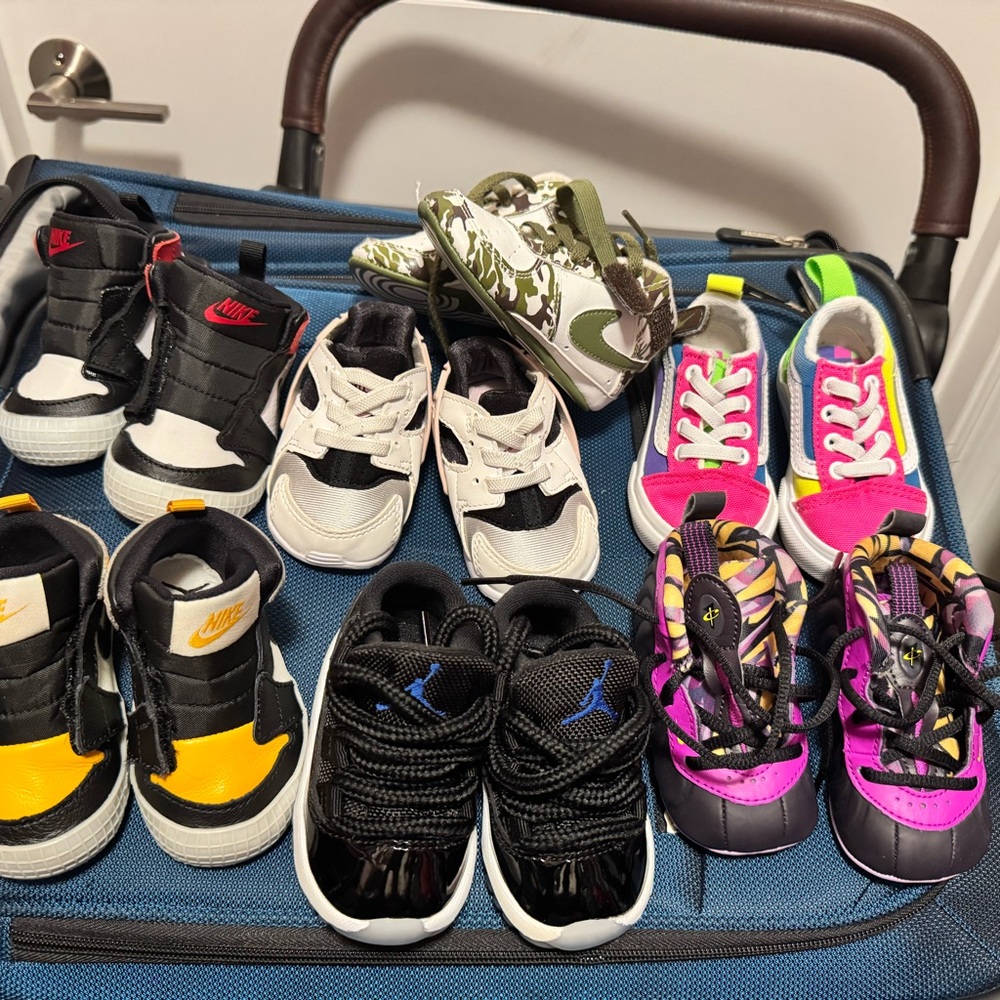 Nike Kids Sneakers in Black, Yellow, and Pink